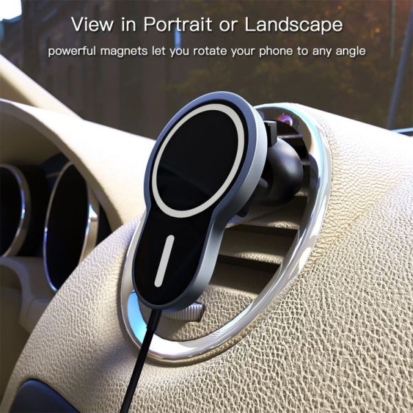 X6 Car Air Outlet Vent Mount Clamp Holder 15W Fast Charging Qi Magnetic Wireless Charger - Image 6