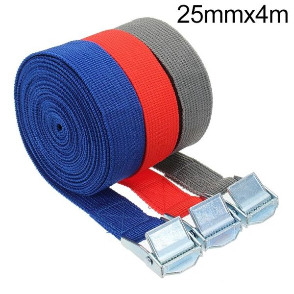Car Tension Rope Luggage Strap Belt Auto Car Boat Fixed Strap with Alloy Buckle, Random Color Delivery, Size: 25mm x 4m
