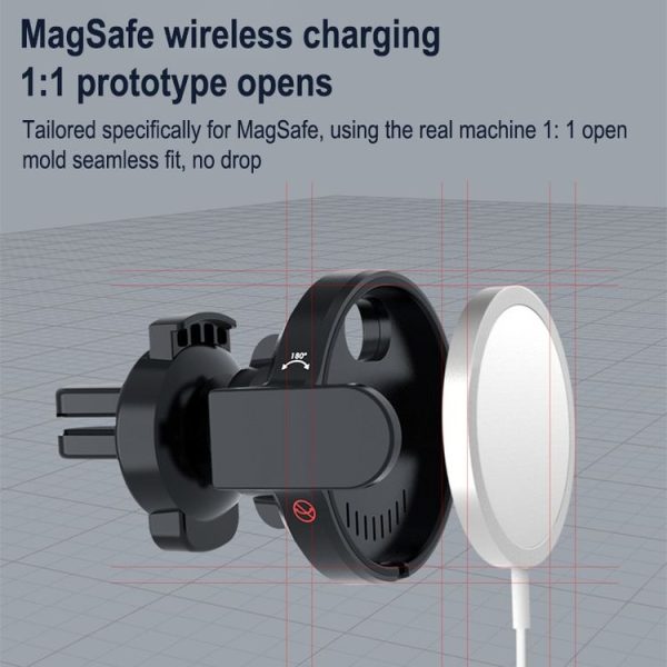 MagSafe Magnetic Car Wireless Charging Holder Air Outlet Phone Navigation Bracket (Black) - Image 3