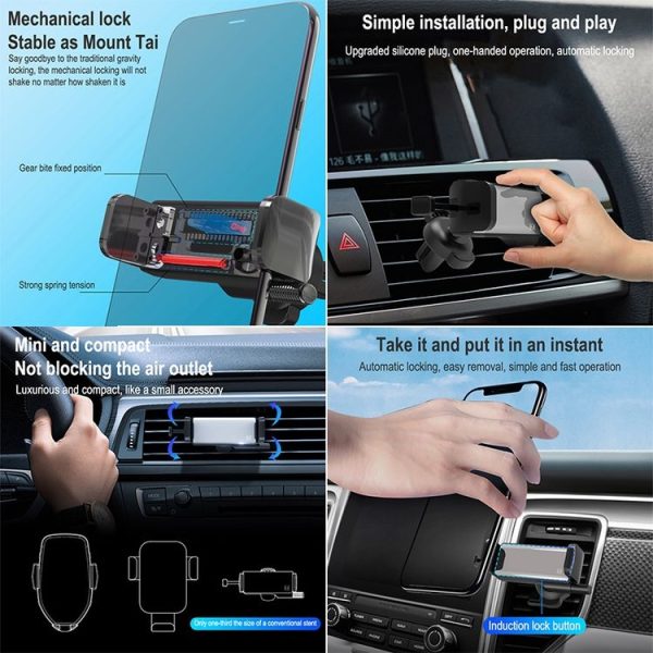 Automatic Induction Mobile Phone Car Aluminum Alloy Holder For 4.7-6.5 inch Mobile Phone (Grey) - Image 7