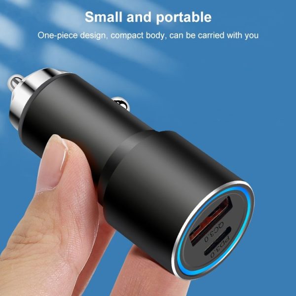 ACC-198 PD 20W + QC3.0 38W Dual Ports Metal Car Charger (Grey) - Image 5