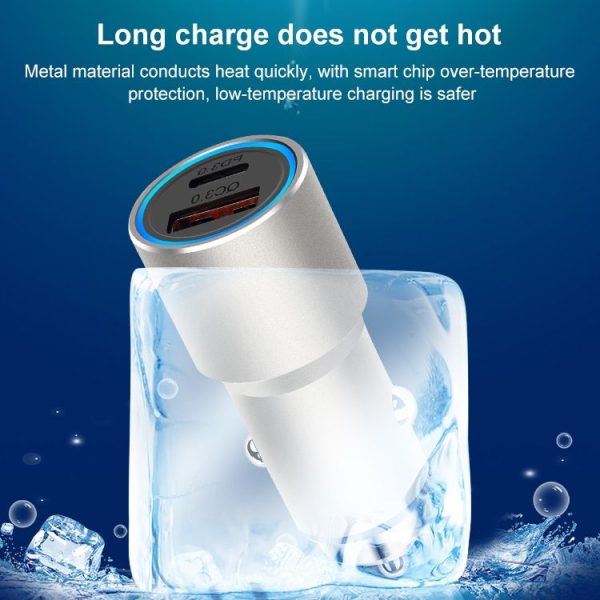 ACC-198 PD 20W + QC3.0 38W Dual Ports Metal Car Charger (Grey) - Image 6