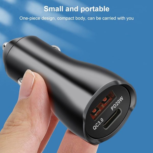 ACC-228 PD 20W + QC3.0 38W Dual Ports Metal Car Charger (Silver) - Image 5