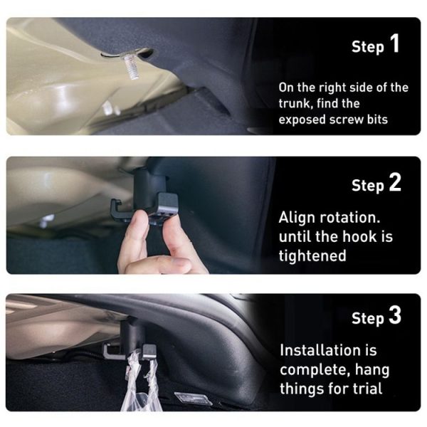 Car Trunk Grocery Bag Hook for Tesla Model 3 (Black) - Image 6