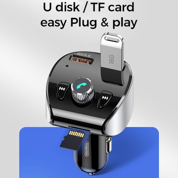 JOYROOM JR-CL02 Shadow Series Car Bluetooth MP3 Player Car Kit, Support TF Card & U Disk & Bluetooth Calling & QC3.0 Flash Charging - Image 6