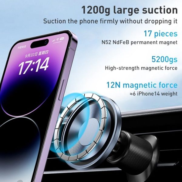 MOMAX MoVe Universal Transparent Magnetic Air Outlet Car Holder (Black) - Image 5