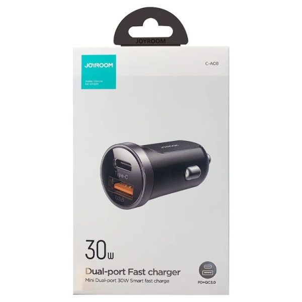 JOYROOM C-A08 30W Mini PD+QC3.0 Dual-port Smart Car Charger (Black) - Image 3