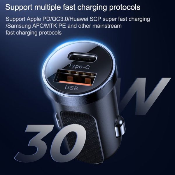 JOYROOM C-A08 30W Mini PD+QC3.0 Dual-port Smart Car Charger (Black) - Image 7
