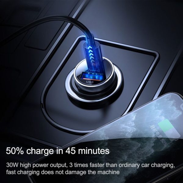 JOYROOM C-A08 30W Mini PD+QC3.0 Dual-port Smart Car Charger (Black) - Image 8