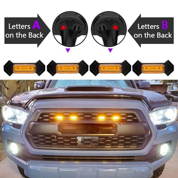 Toyota Tacoma TRD 2016-2019 4 in 1 Car LED Front Grille Warning Lights, Daytime Running Lights & Wide Lights (Yellow Light) - Image 6