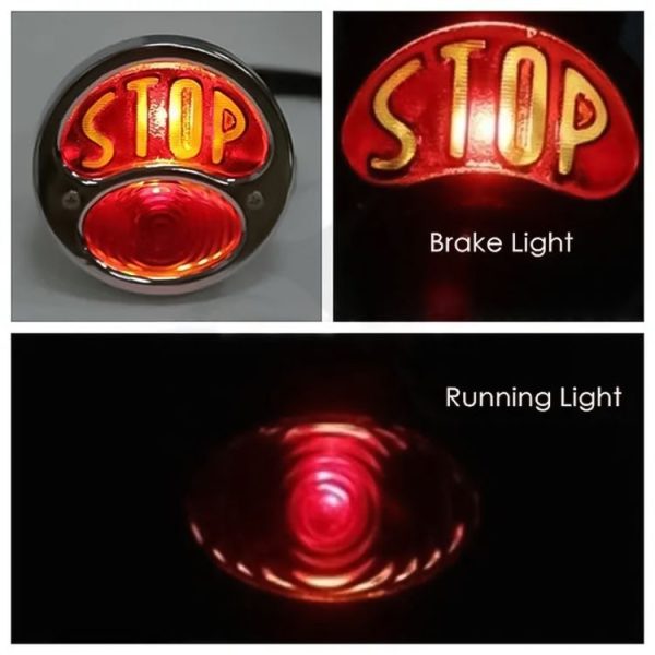 Motorcycle Universal Retro Classic LED Tail Lights (Black) - Image 5