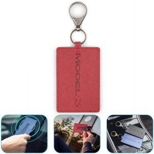 Portable Car Key Card Cover Case for Tesla Model 3 (Red)