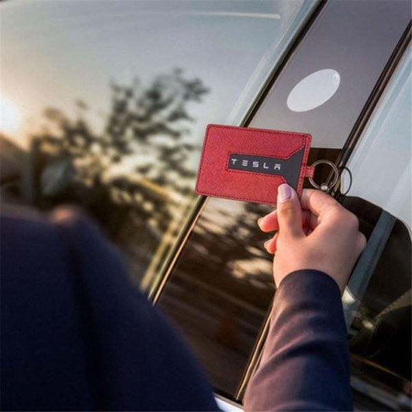 Portable Car Key Card Cover Case for Tesla Model 3 (Red) - Image 10