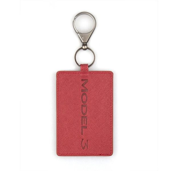 Portable Car Key Card Cover Case for Tesla Model 3 (Red) - Image 2
