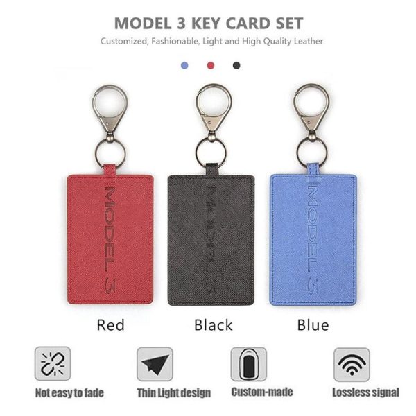 Portable Car Key Card Cover Case for Tesla Model 3 (Red) - Image 4