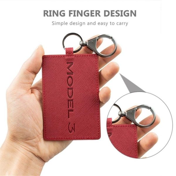 Portable Car Key Card Cover Case for Tesla Model 3 (Red) - Image 5