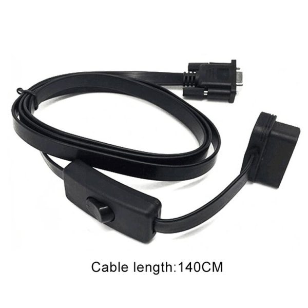 Car OBD Extended Diagnostic Tool OBD2 16PIN to DB9 Serial RS232 Cable with Switch - Image 3
