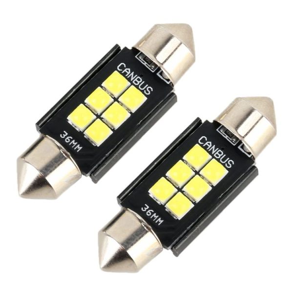 2 PCS 36mm DC12V / 2.5W / 6000K / 170LM 6LEDs SMD-3030 Car Reading Lamp Dome Light - Image 2