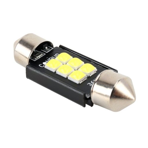2 PCS 36mm DC12V / 2.5W / 6000K / 170LM 6LEDs SMD-3030 Car Reading Lamp Dome Light - Image 4