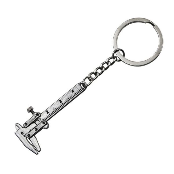 5 PCS Mini Vernier Caliper Keychain Key Rings (Silver) - Image 2