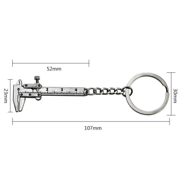 5 PCS Mini Vernier Caliper Keychain Key Rings (Silver) - Image 3