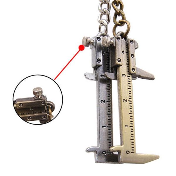 5 PCS Mini Vernier Caliper Keychain Key Rings (Silver) - Image 4