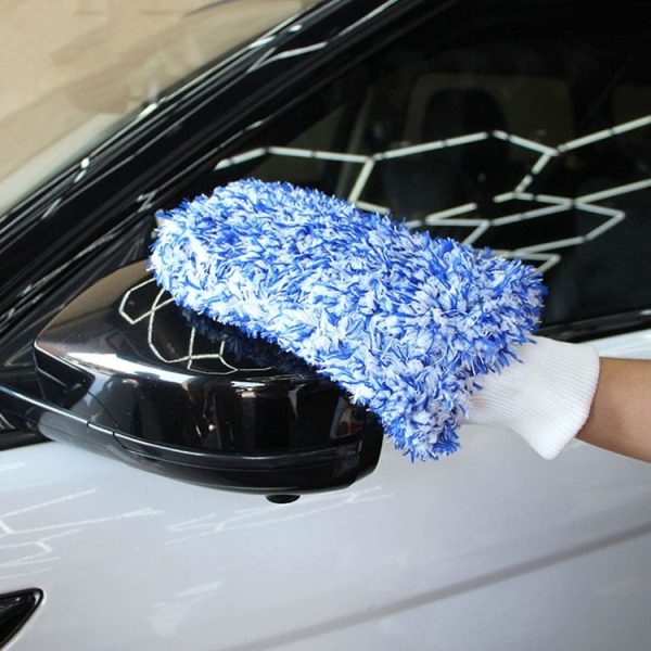 Microfiber Dusting Mitt Car Window Washing Cleaning Cloth Duster Towel Gloves (Blue) - Image 5
