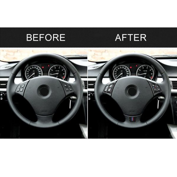3 in 1 Car Carbon Fiber Tricolor Steering Wheel Button Decorative Sticker for BMW 3 Series E90 2005-2012, Left and Right Drive Universal - Image 7