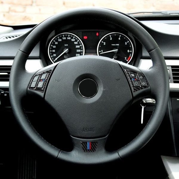 3 in 1 Car Carbon Fiber Tricolor Steering Wheel Button Decorative Sticker for BMW 3 Series E90 2005-2012, Left and Right Drive Universal - Image 8