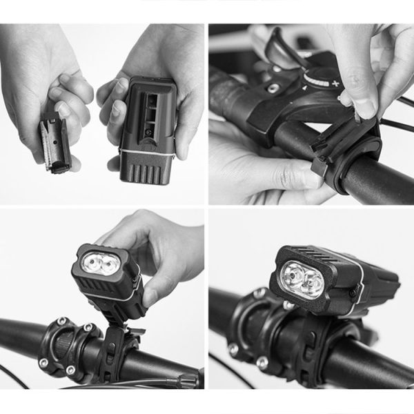 Mountain Bike Light Headlights Super Bright Rechargeable Flashlight Night Riding Equipment (Orange) - Image 7
