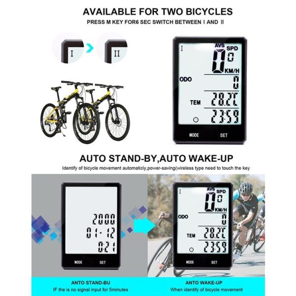 2.8 inch English Wireless Waterproof Cycle Computer LCD Odometer Speedometer with Extension Holder - Image 11