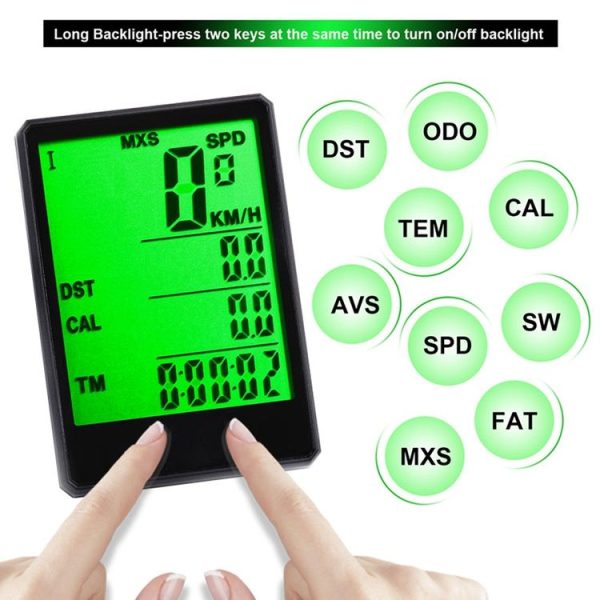 2.8 inch English Wireless Waterproof Cycle Computer LCD Odometer Speedometer with Extension Holder - Image 4