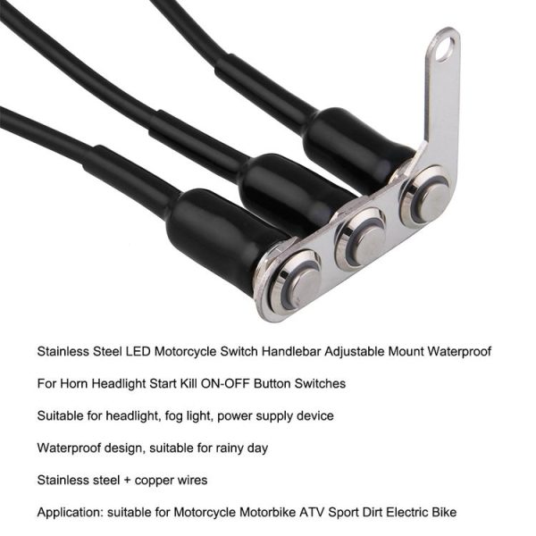 Motorcycle Switch Handlebar Adjustable Mount Waterproof Switches 3 Buttons for Headlight Horn Turn Signle with LED - Image 5