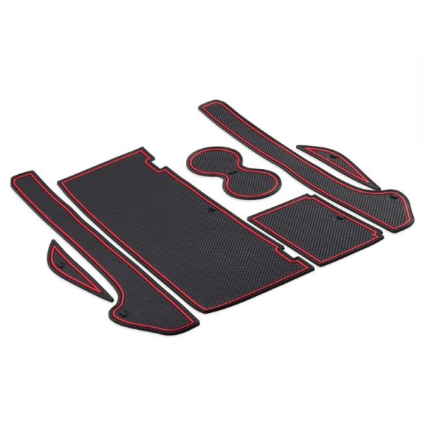 7 in 1 Car Water Cup Gate Slot Mats Silicon Anti-Slip Interior Door Pad for Tesla Model X (Red) - Image 2