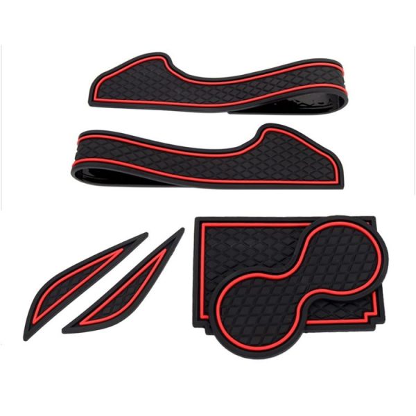 7 in 1 Car Water Cup Gate Slot Mats Silicon Anti-Slip Interior Door Pad for Tesla Model X (Red) - Image 4