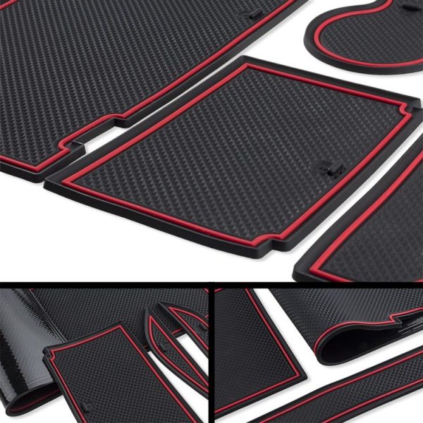 7 in 1 Car Water Cup Gate Slot Mats Silicon Anti-Slip Interior Door Pad for Tesla Model X (Red) - Image 5