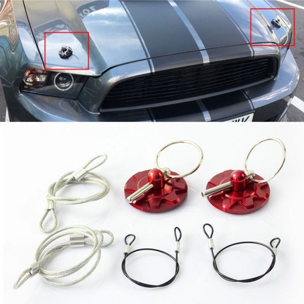 XH-6049 Car Universal Modified Racing Punch-free Aluminum Engine Hood Lock Cover (Red)