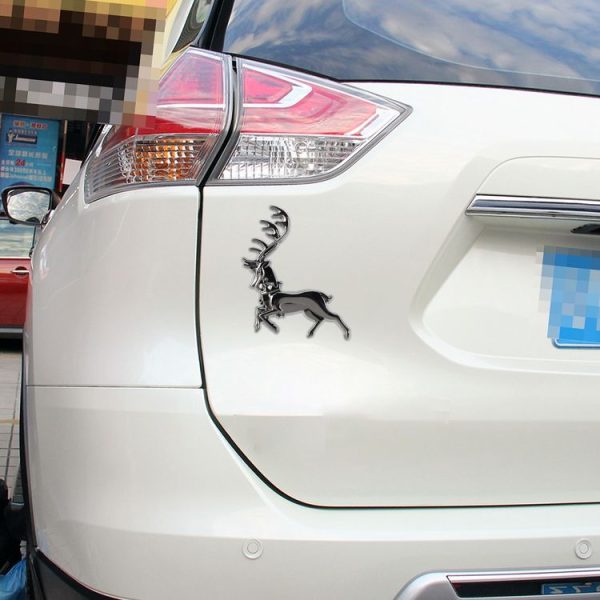 Right Elk Shape Metal Car Free Sticker (Silver Grey) - Image 7