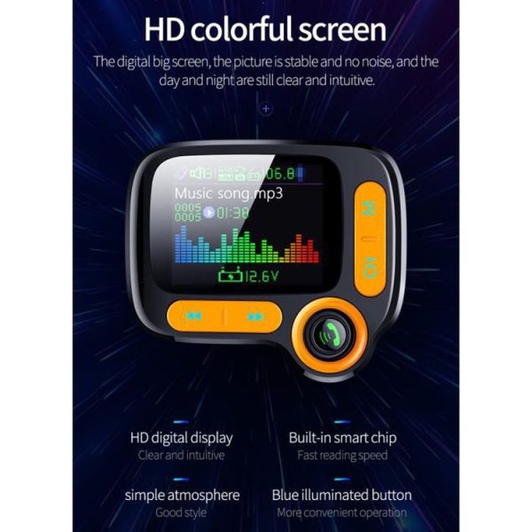 1.77 Color Screen Car MP3 Bluetooth Player FM Transmitter QC3.0 Fast Charger - Image 4