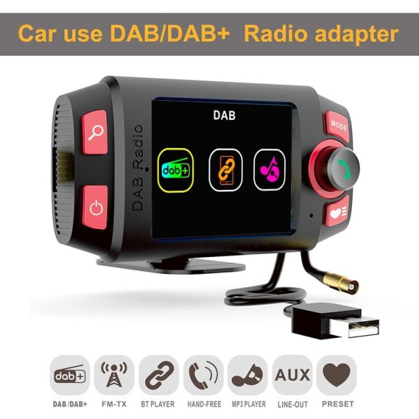 DAB-C8 Car DAB+ Digital Radio Receiver Color Screen Bluetooth Hands-free - Image 2
