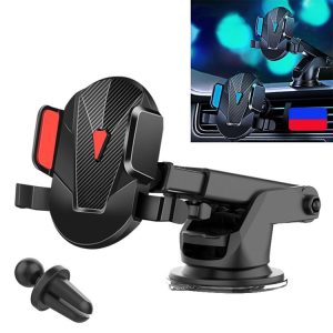 Car Air Outlet + Dashboard Mobile Phone Holder Bracket (Red)
