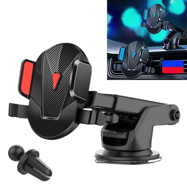 Car Air Outlet + Dashboard Mobile Phone Holder Bracket (Red)