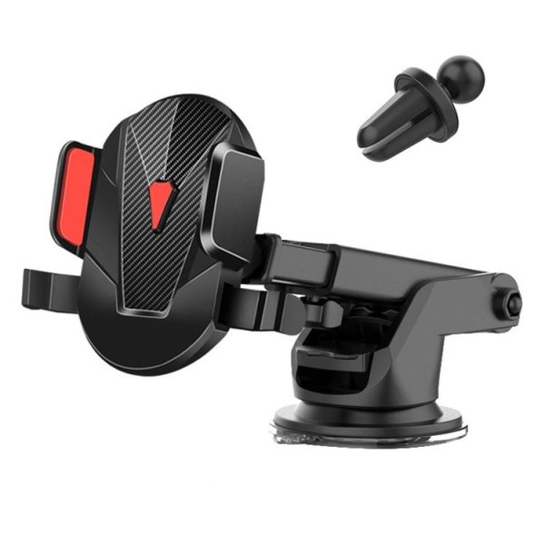 Car Air Outlet + Dashboard Mobile Phone Holder Bracket (Red) - Image 2
