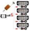 DC12V-24V / 18W 4 in 1 Front Grille Emergency Strobe Flash Warning Light Pickup 12LEDs Side Light Wireless Control 16 Modes (Red Light) - Image 3