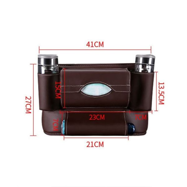 Car Front Seat Hanging Bag Paper Towel / Water Cup Storage Bag (Coffee) - Image 3
