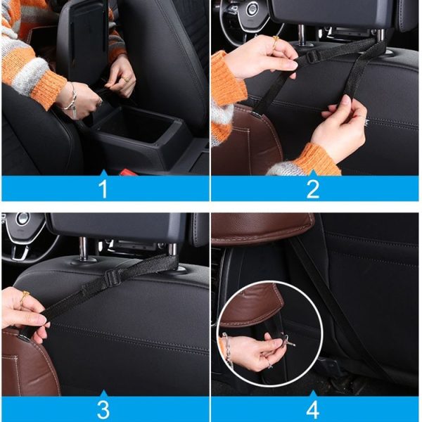 Car Front Seat Hanging Bag Paper Towel / Water Cup Storage Bag (Coffee) - Image 6