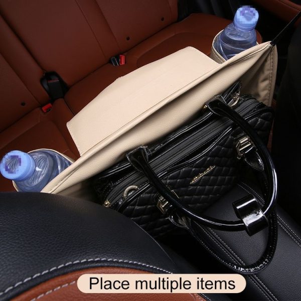 Car Front Seat Hanging Bag Paper Towel / Water Cup Storage Bag (Coffee) - Image 7