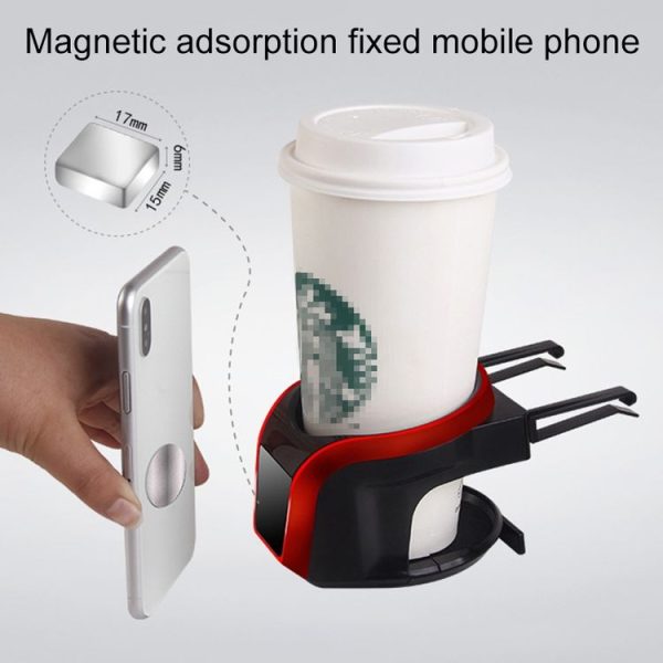 2 in 1 Car Air Outlet Magnetic Mount Beverage Cup Stand Phone Holder (Silver) - Image 7