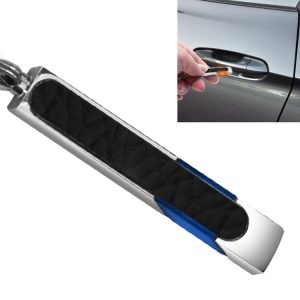 All Copper Polished Leather LED Neon Lamp Anti-static Keychain For Car (Black)