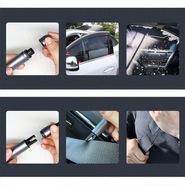 2 in 1 Car Multifunctional Safety Rescue Hammer Life Saving Escape Emergency Hammer Seat Belt Cutter Window Glass Breaker (Grey) - Image 7
